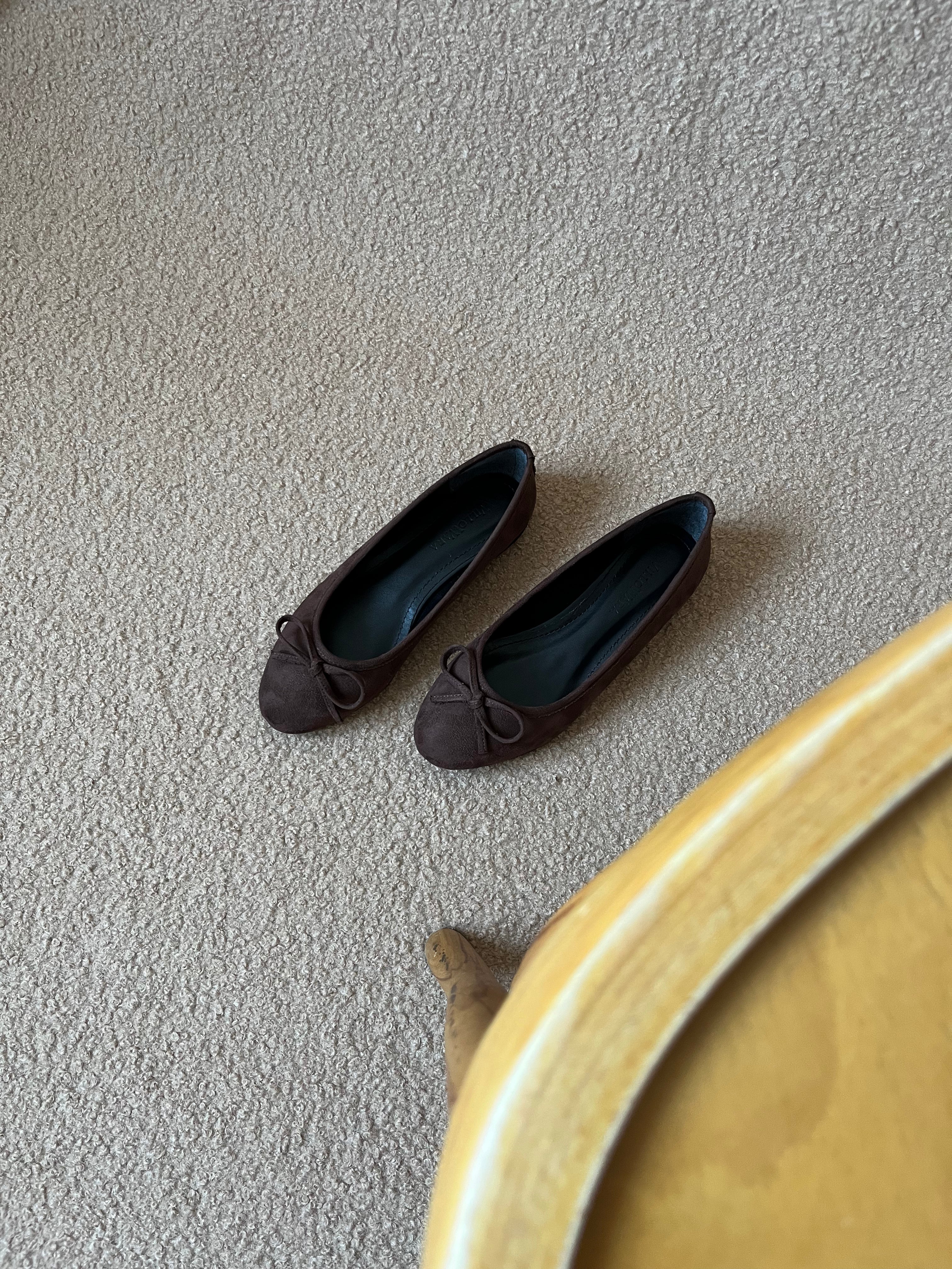 Kadın Süet Kurdeleli Babet Lumi - Kahve