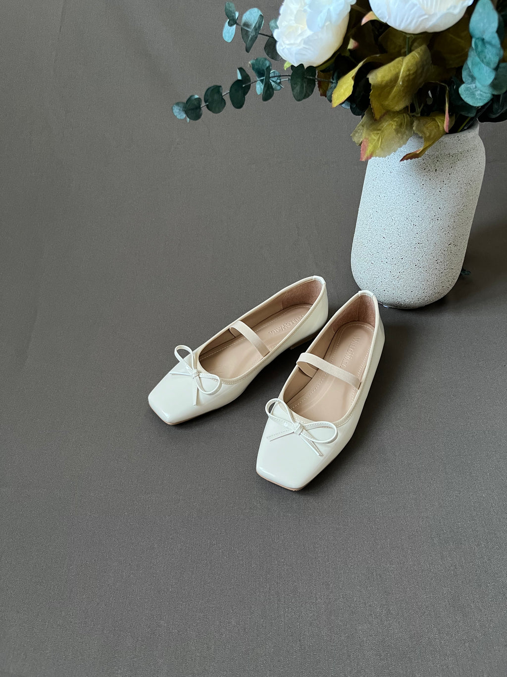 Kadın Rugan Lastikli Babet Fame - Bej