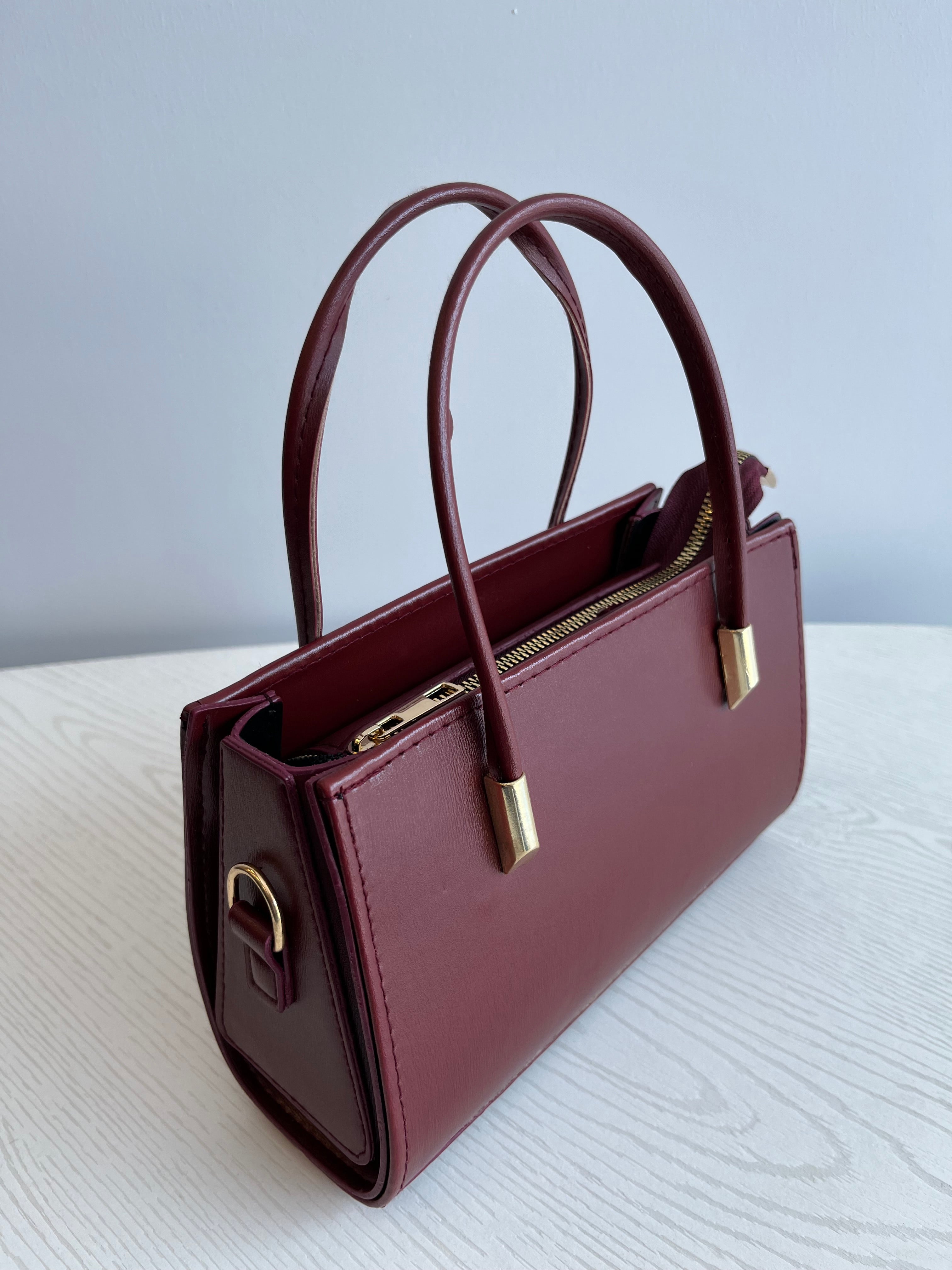 Gold Detaylı Modern Kadın Çantası | Mope - Bordo
