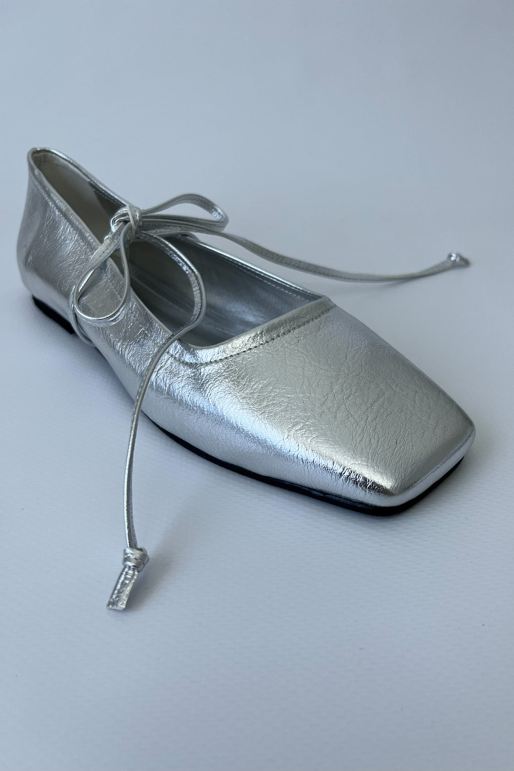 Kadın Bağcıklı Babet Bale - Gümüş