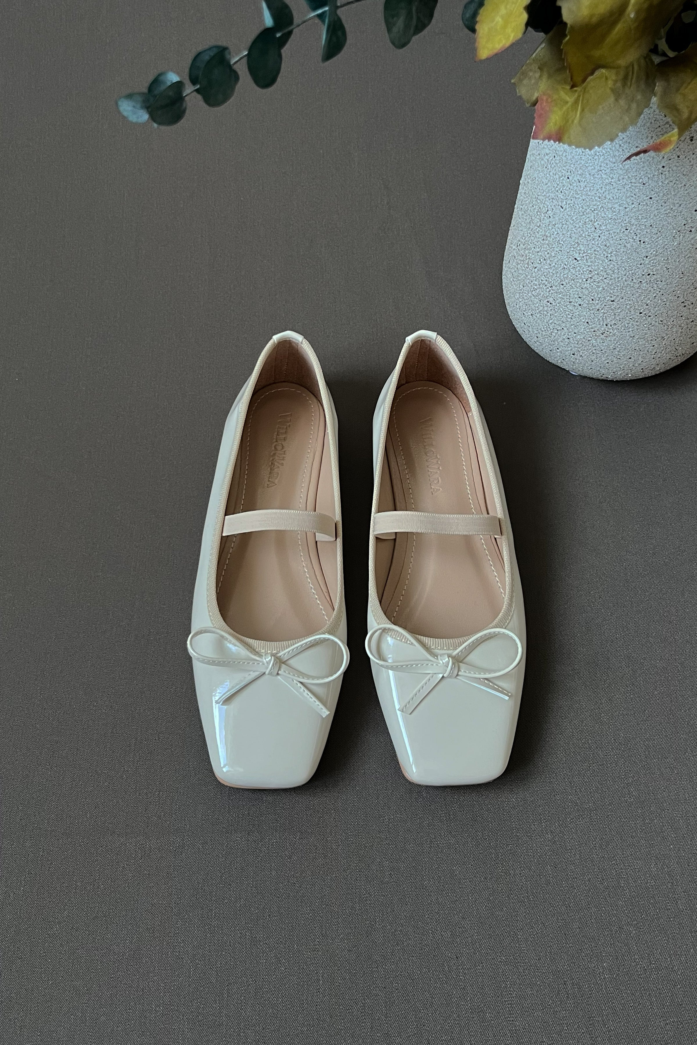 Kadın Rugan Lastikli Babet Fame - Bej