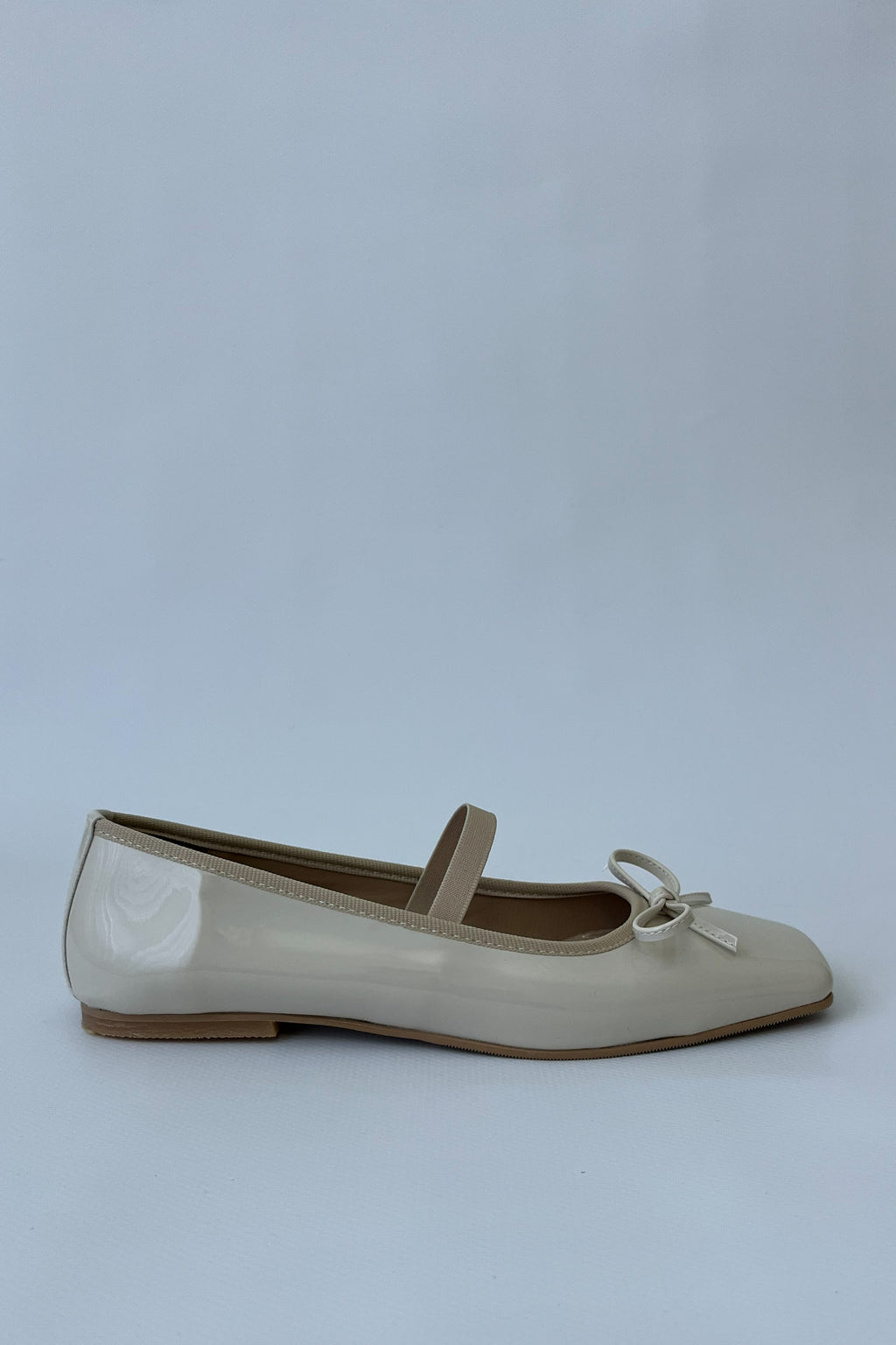 Kadın Rugan Lastikli Babet Fame - Bej