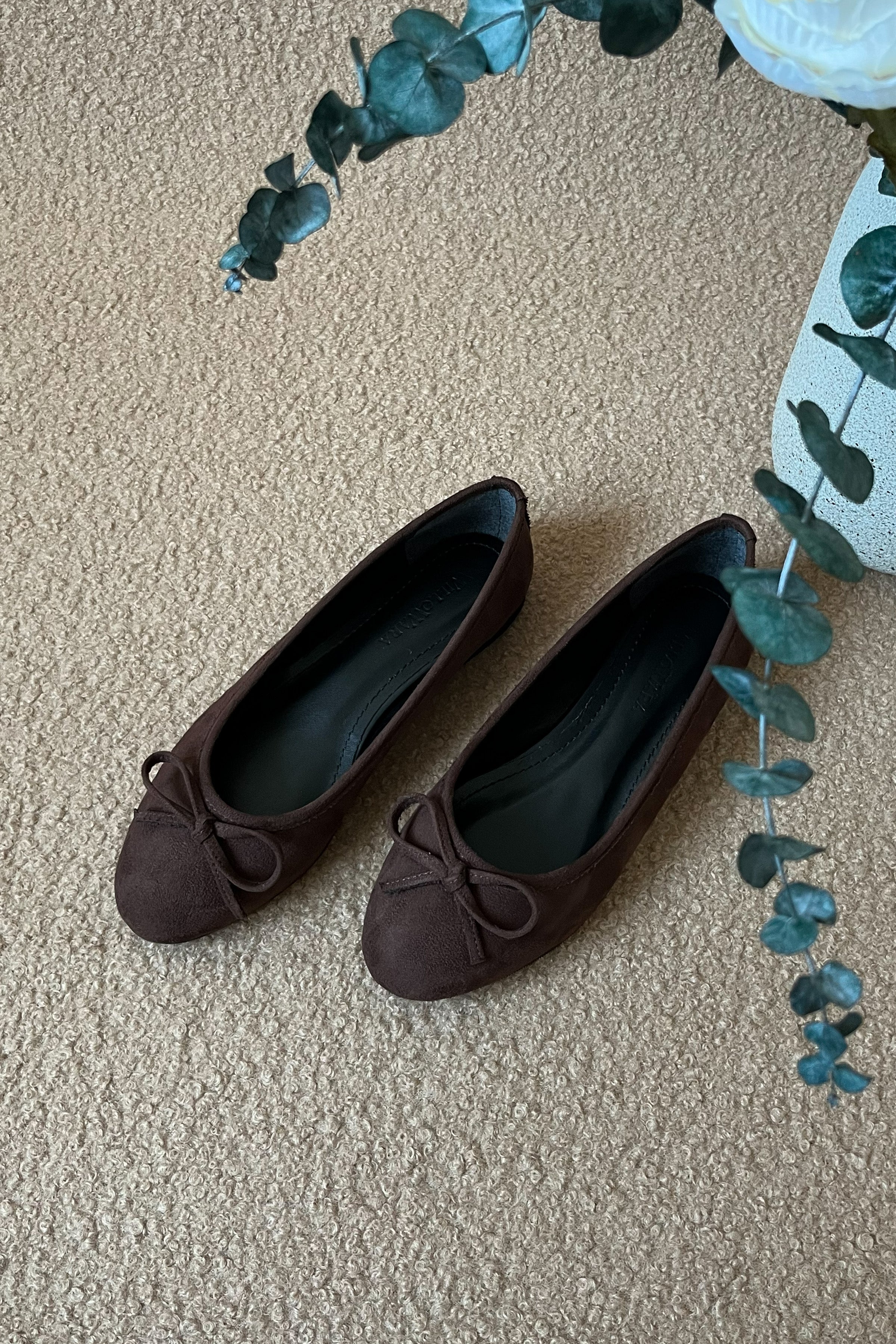 Kadın Süet Kurdeleli Babet Lumi - Kahve