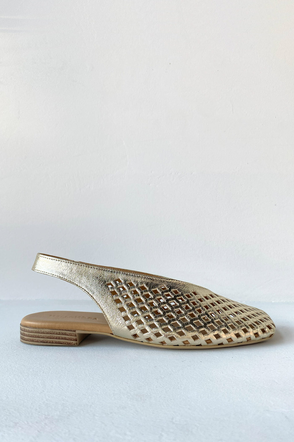 Kadın Hakiki Deri Slingback Babet | Anka - Gold