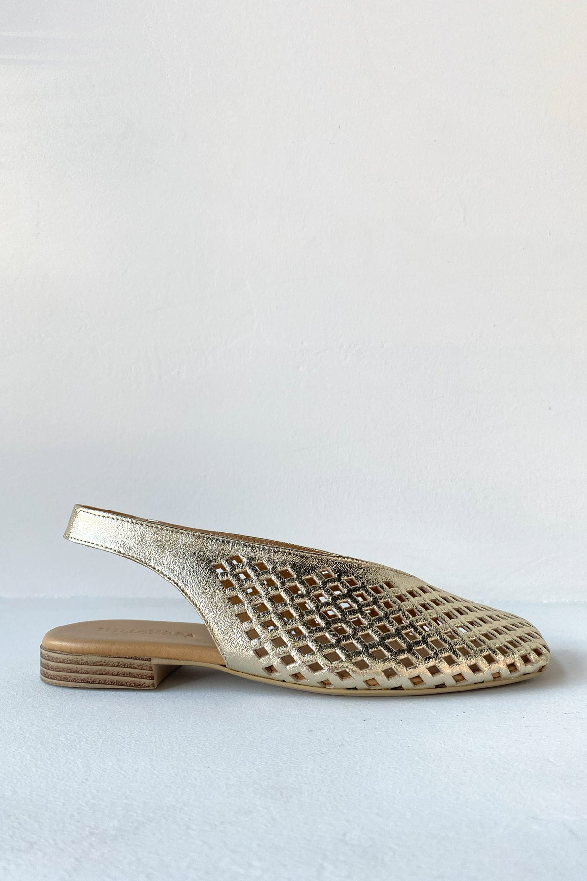 Kadın Hakiki Deri Slingback Babet | Anka - Gold