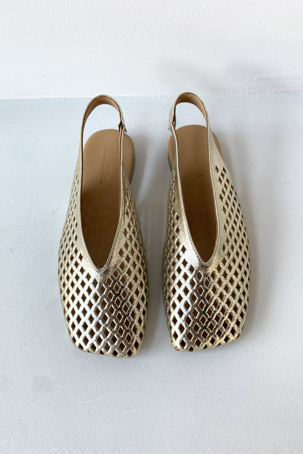 Kadın Hakiki Deri Slingback Babet | Anka - Gold