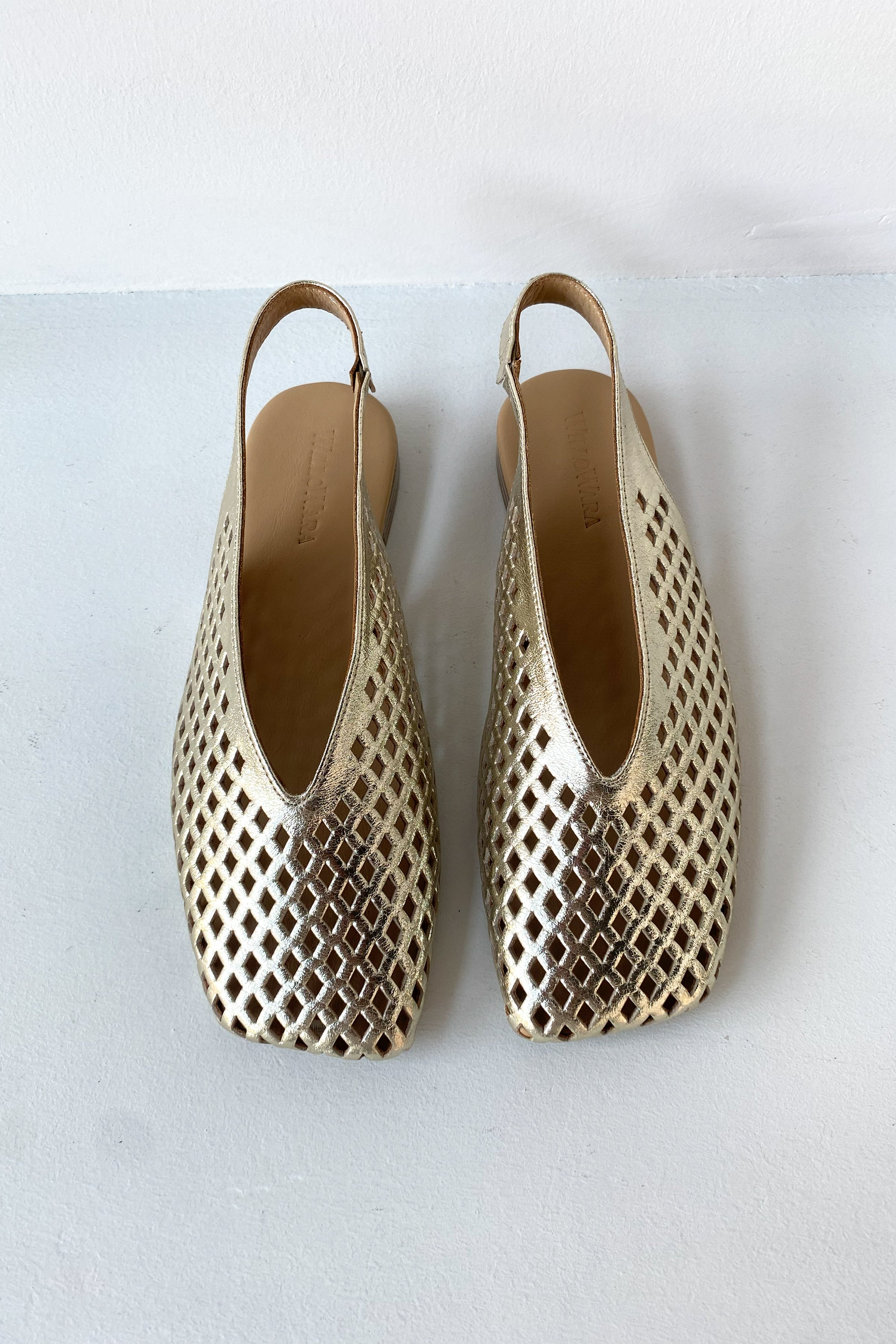 Kadın Hakiki Deri Slingback Babet | Anka - Gold