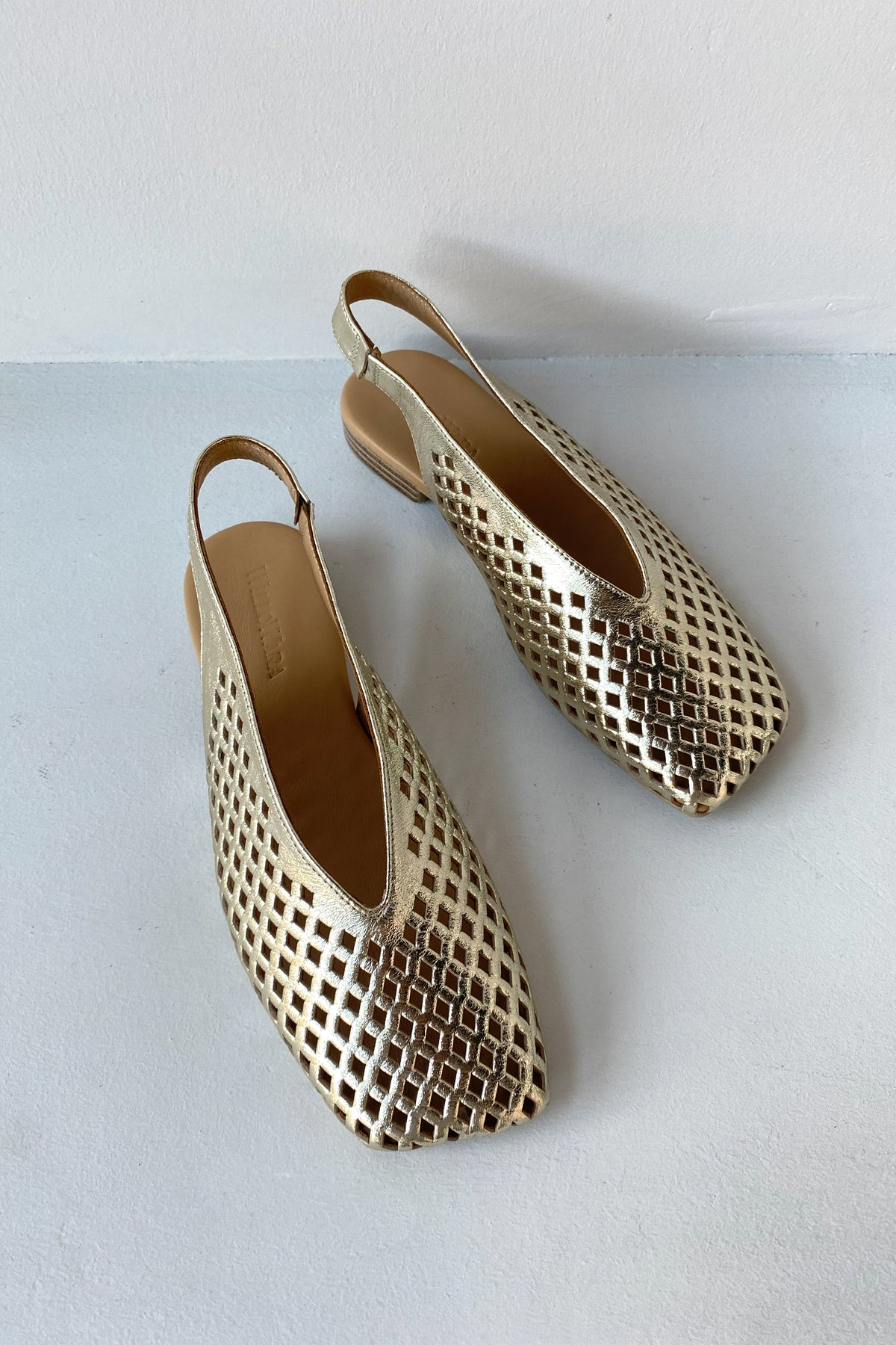 Kadın Hakiki Deri Slingback Babet | Anka - Gold