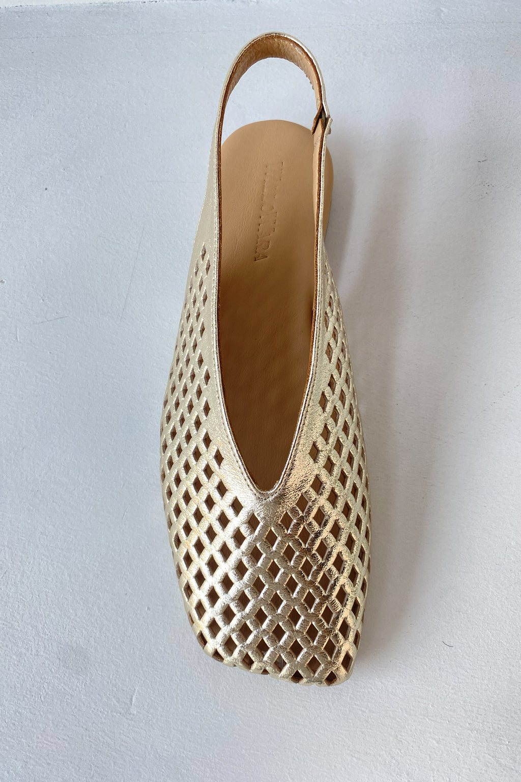 Kadın Hakiki Deri Slingback Babet | Anka - Gold
