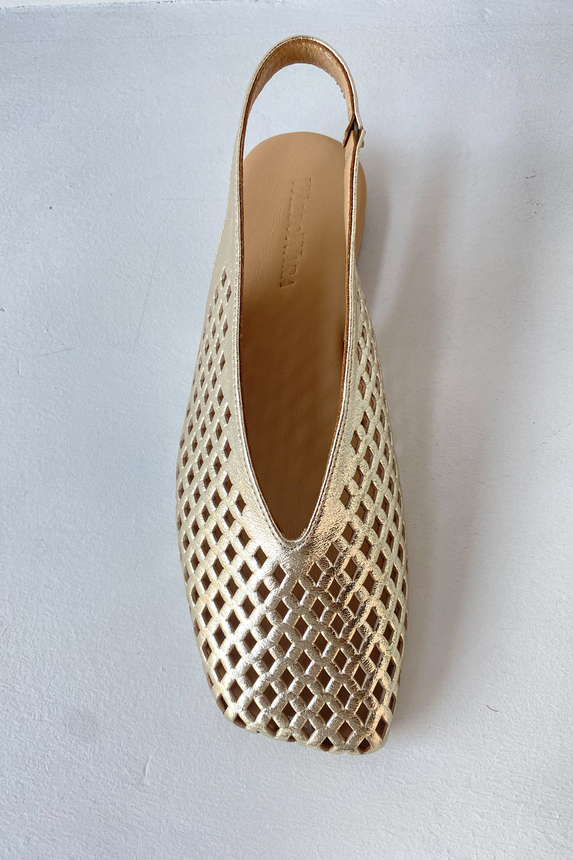 Kadın Hakiki Deri Slingback Babet | Anka - Gold