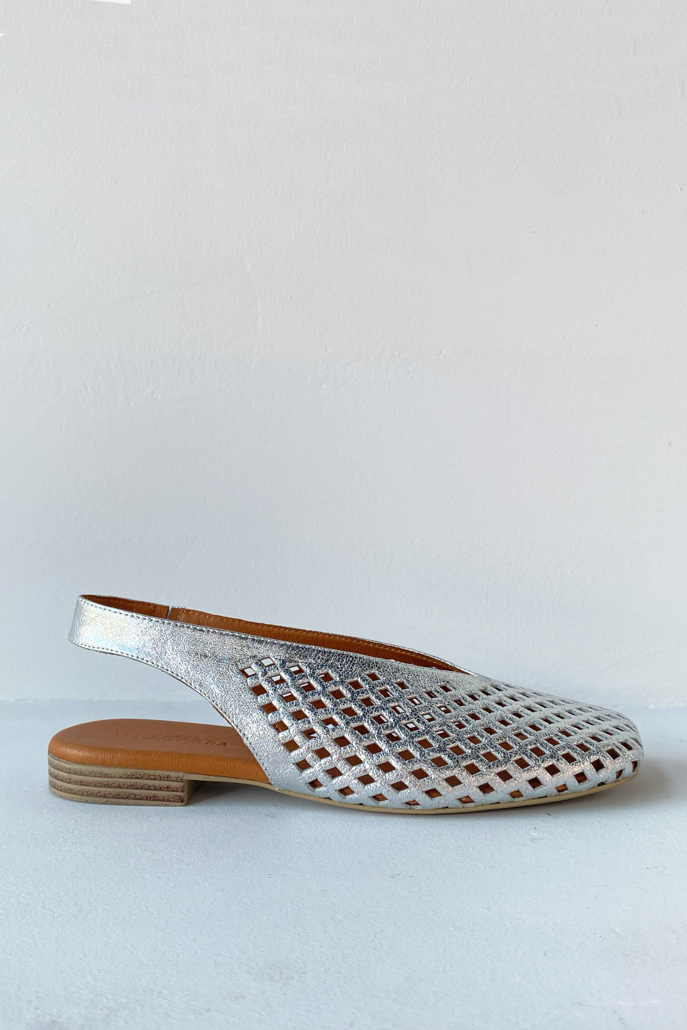 Kadın Hakiki Deri Slingback Babet | Anka - Gümüş