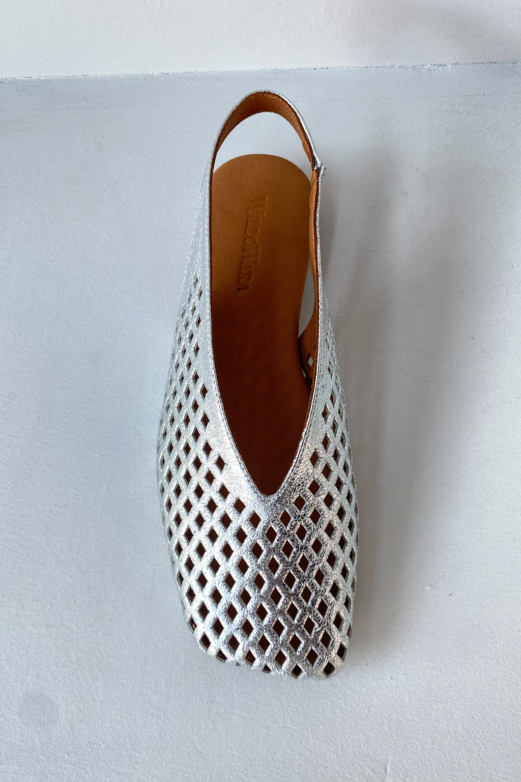 Kadın Hakiki Deri Slingback Babet | Anka - Gümüş