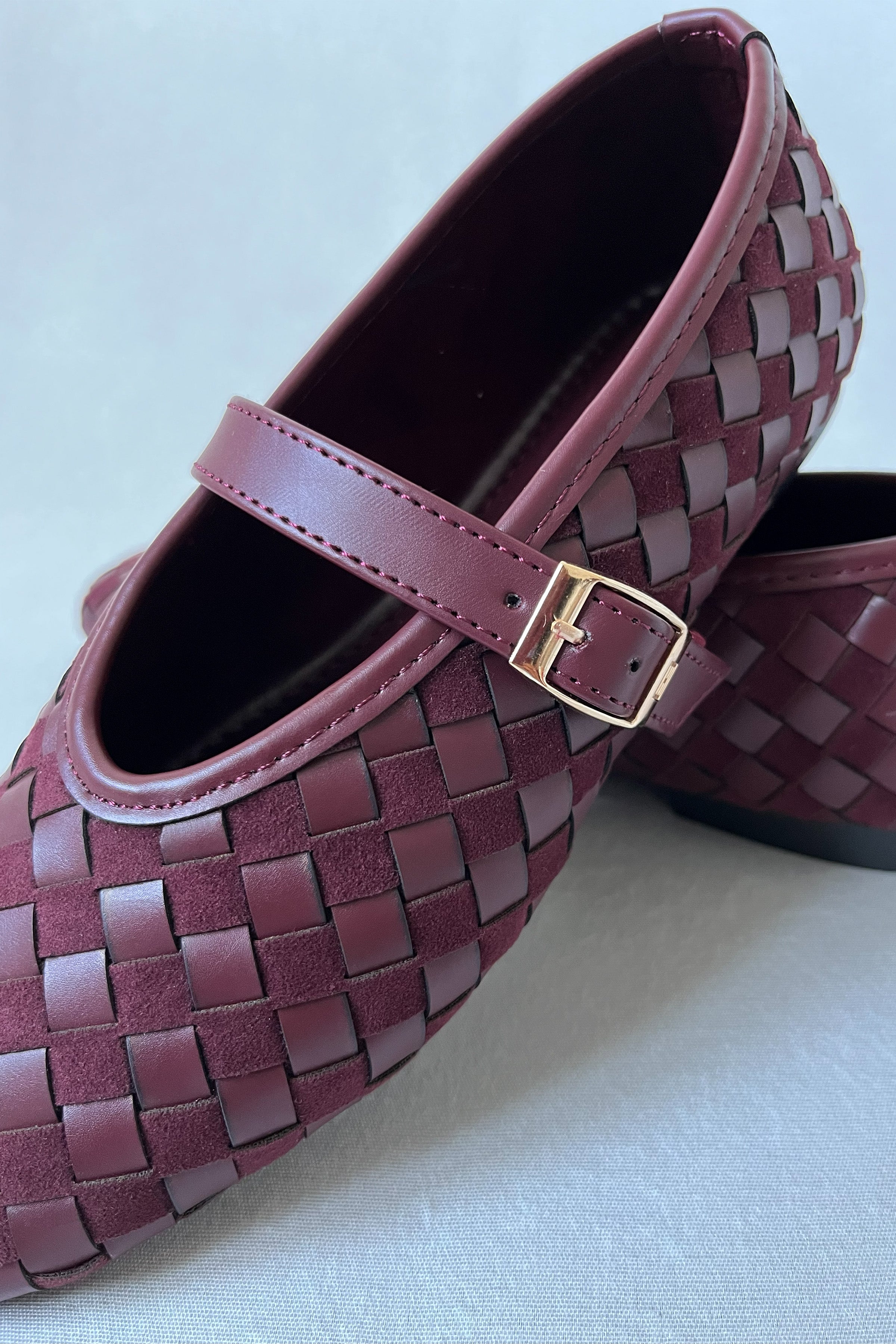 Kadın Örgülü Günlük Rahat Babet Roni - Bordo