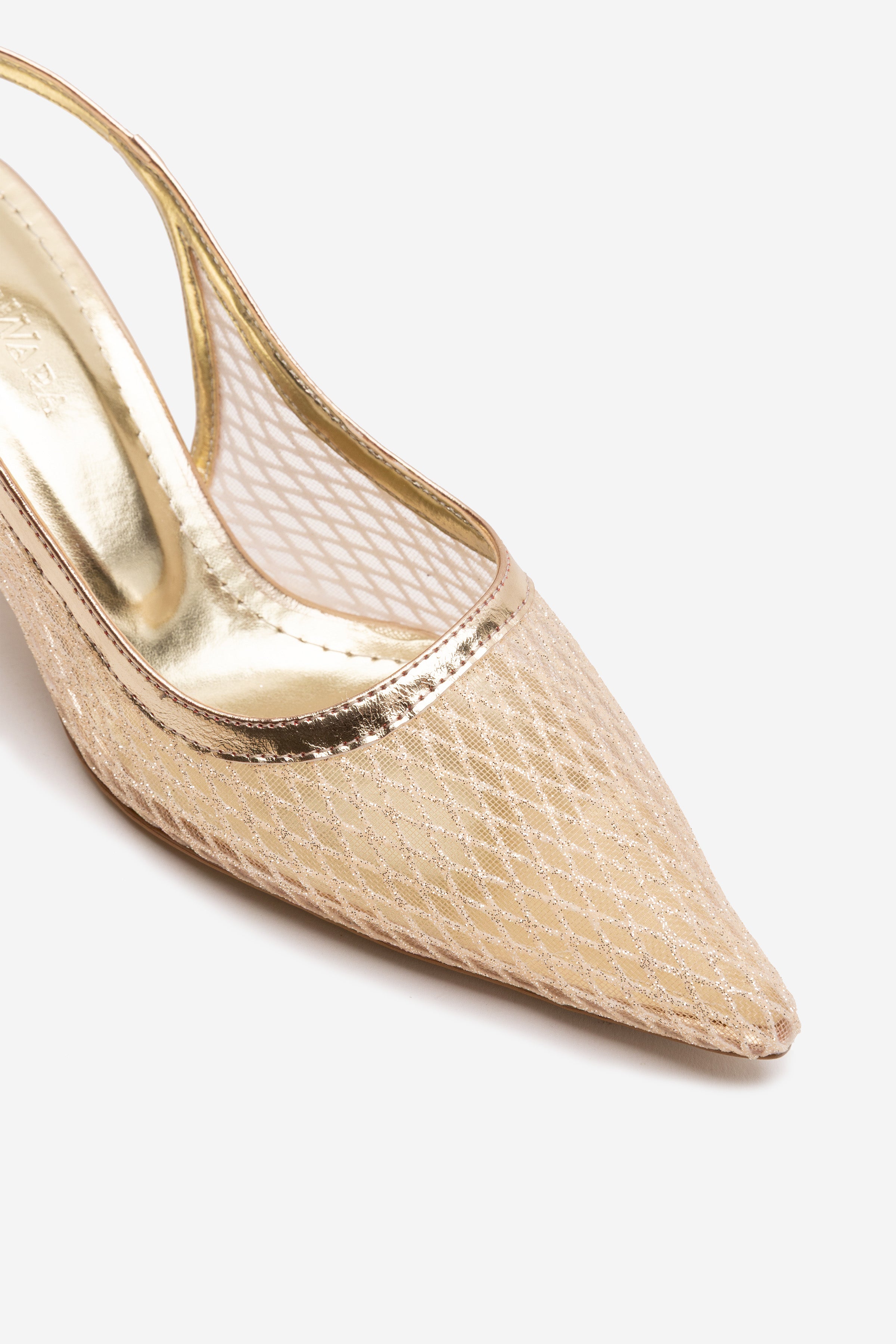 Kadın Fileli Topuklu Ayakkabı Vera - Gold